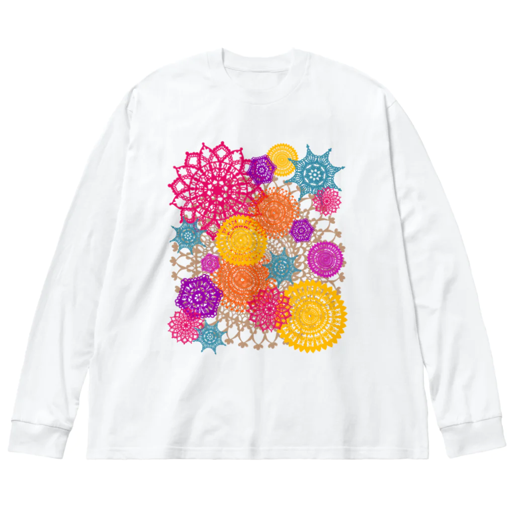 sandy-mのレースのお花畑 トロピカルカラー ビッグシルエットロングスリーブTシャツ