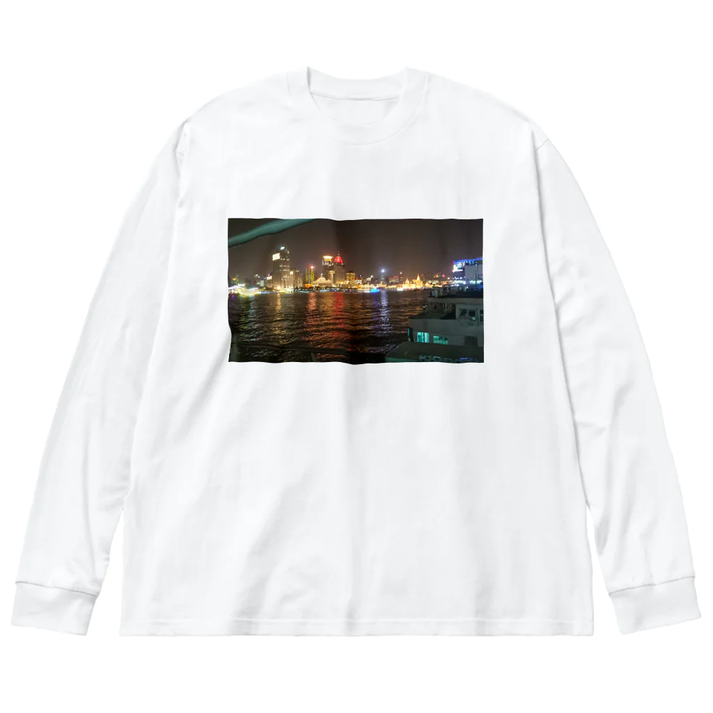 月華の夜上海船上情景 ビッグシルエットロングスリーブTシャツ