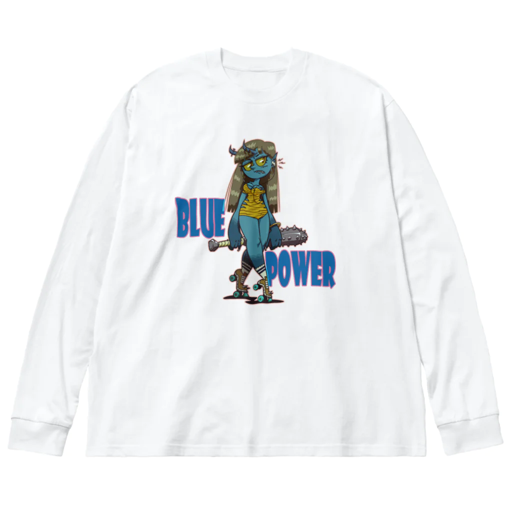nidan-illustrationの“BLUE POWER” ビッグシルエットロングスリーブTシャツ