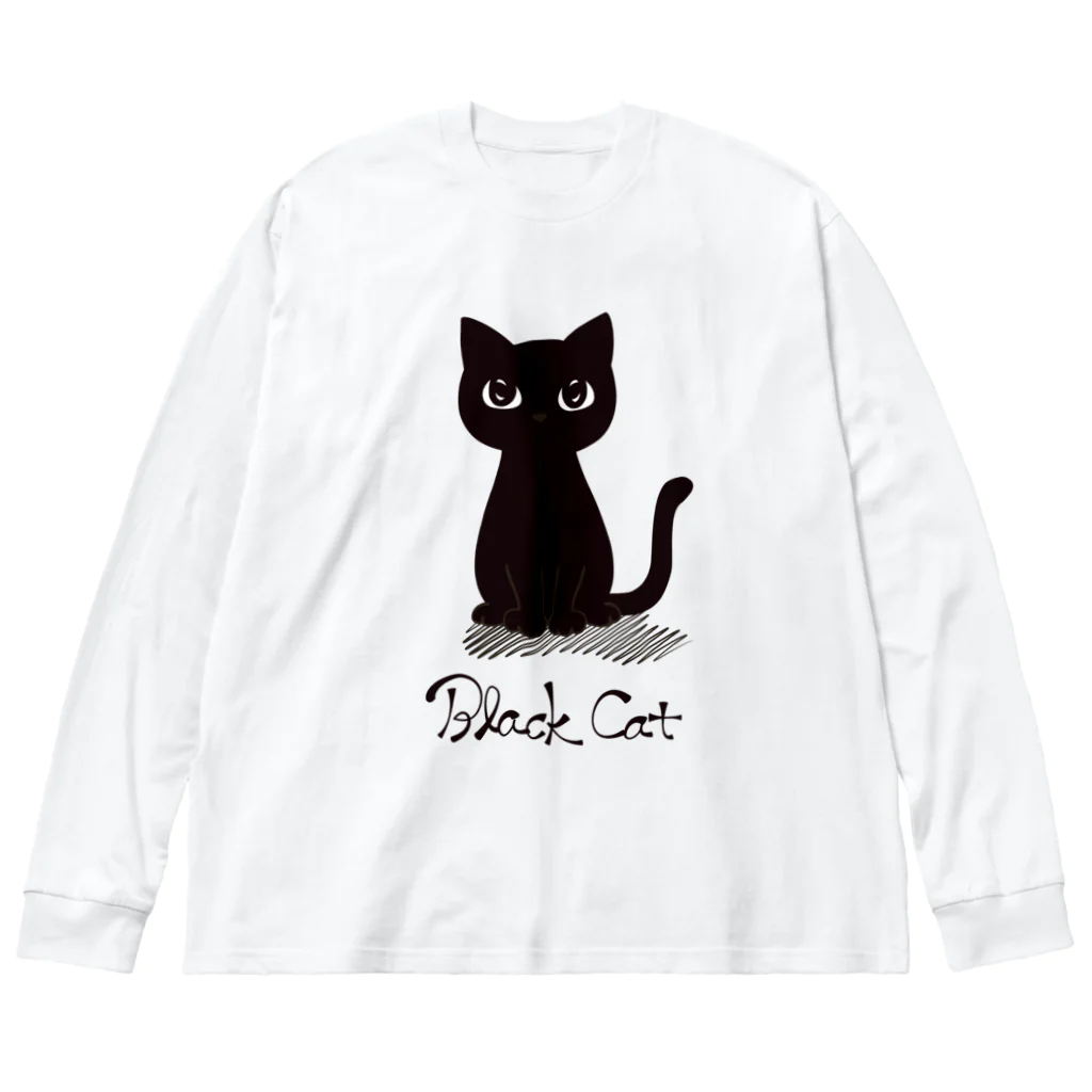 あずき缶の黒猫 ビッグシルエットロングスリーブTシャツ