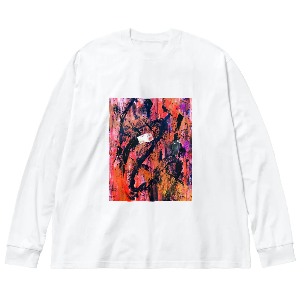 Margaret Paintingの赤い花びらが落ちる時 ビッグシルエットロングスリーブTシャツ