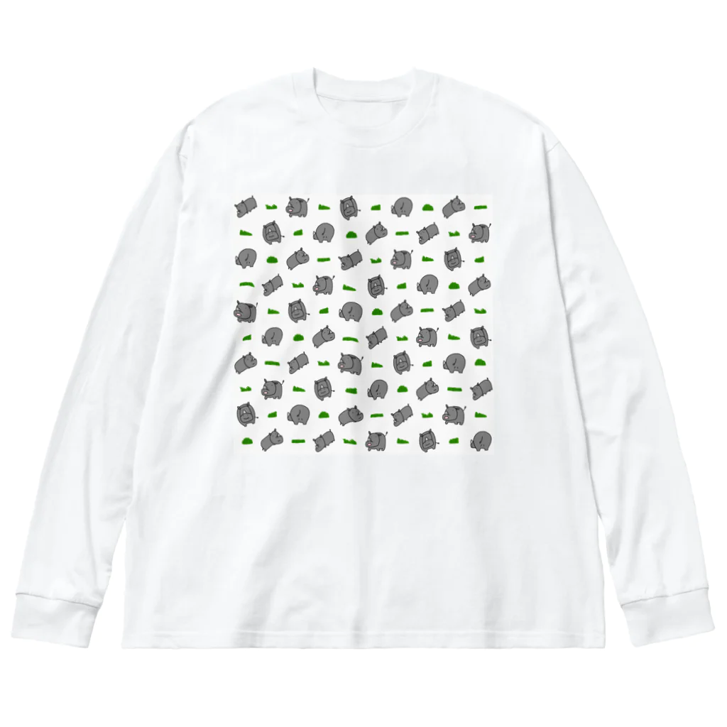 ゆるいイラストのアイテム - イラストレーターハセガワのサイと草 ビッグシルエットロングスリーブTシャツ