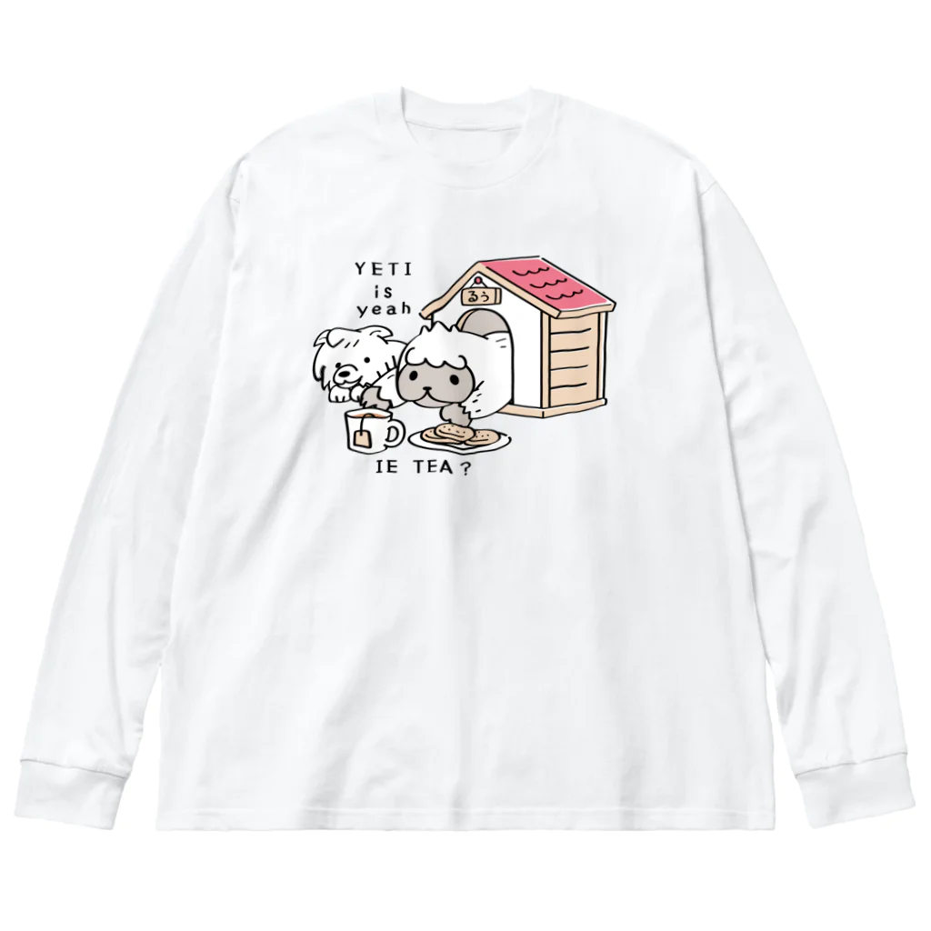 イラスト MONYAAT のCT112 YETI is yeahの家でお茶 ビッグシルエットロングスリーブTシャツ