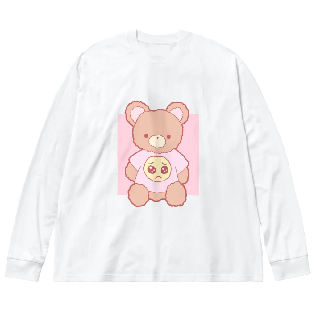 かわいいもののおみせ　いそぎんちゃくのぴえんTシャツくまさん ビッグシルエットロングスリーブTシャツ