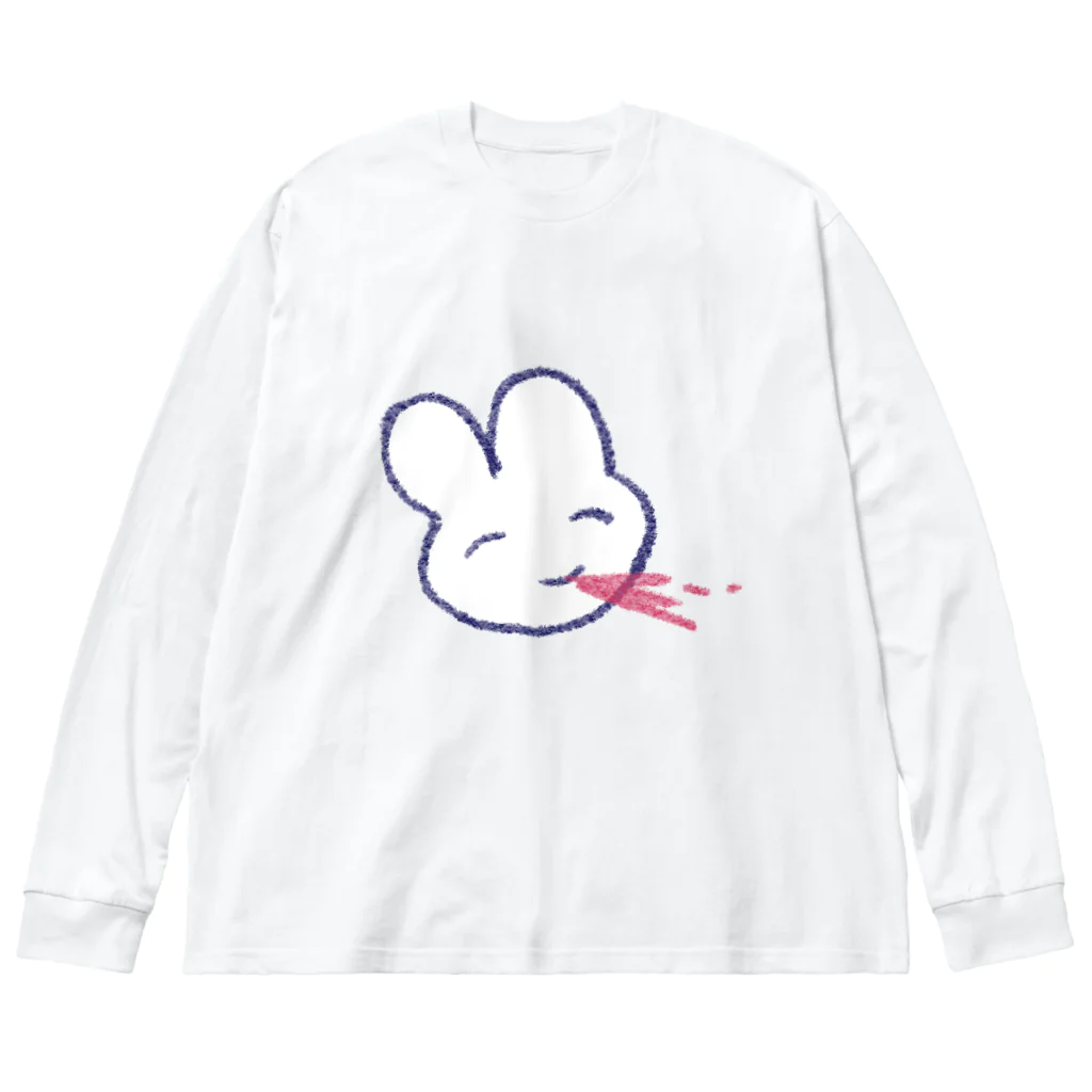 あくむ病院の吐血白うさぎ ビッグシルエットロングスリーブTシャツ