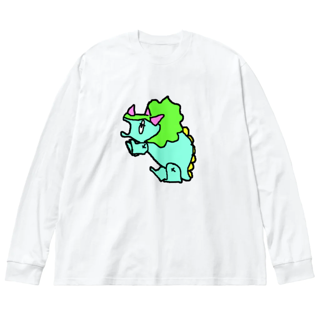 erichandmade × eric_joy_のびっくりトリケラトプスくん ビッグシルエットロングスリーブTシャツ