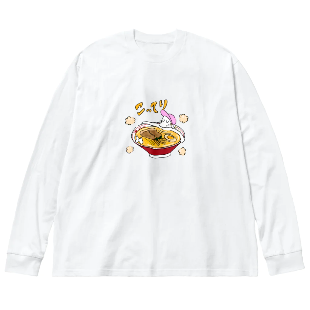 カンフーうどん屋さんのこってり温泉 ビッグシルエットロングスリーブTシャツ