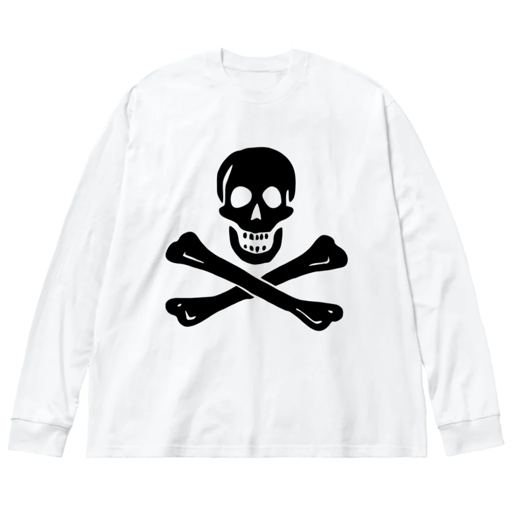 DRIPPEDの海賊旗スカル-Jolly Roger サミュエル・ベラミーの海賊旗-黒ロゴ ビッグシルエットロングスリーブTシャツ