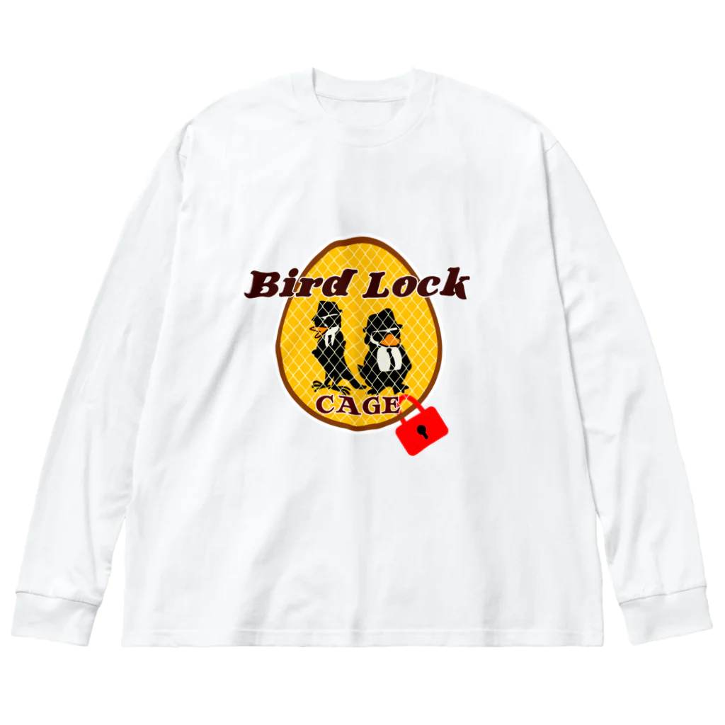 レコードの巣のBird Lock Cage 黄くちばし Big Long Sleeve T-Shirt