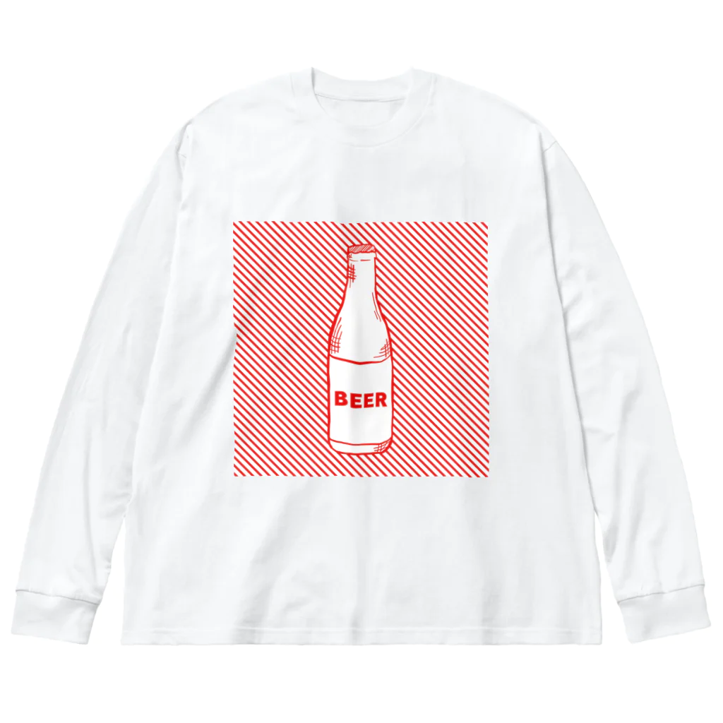 アレやコレ屋のストライプ（ビール）ヤ ビッグシルエットロングスリーブTシャツ