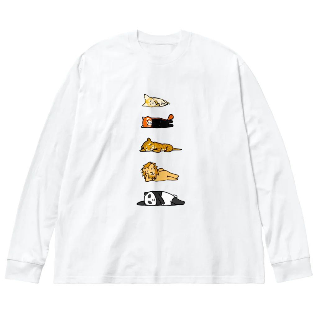 奇×屋の無気力な猫っぽい動物縦置き ビッグシルエットロングスリーブTシャツ