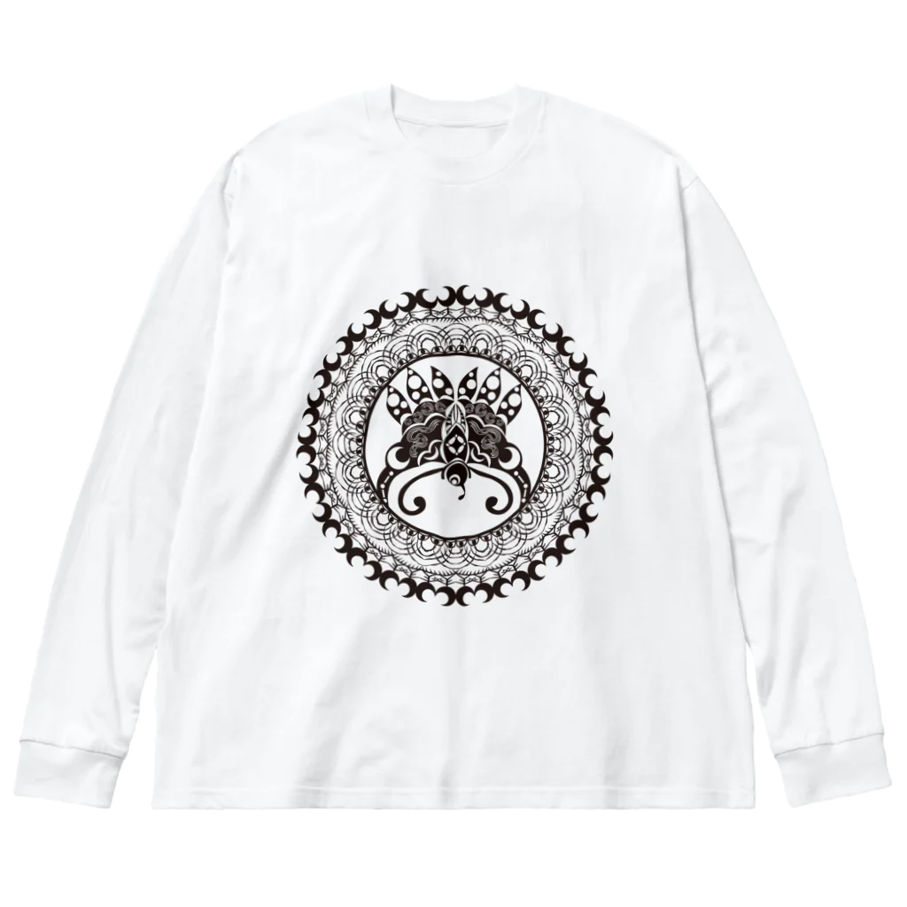 胡蝶の杜の星月夜蝶曼荼羅 Big Long Sleeve T-Shirt