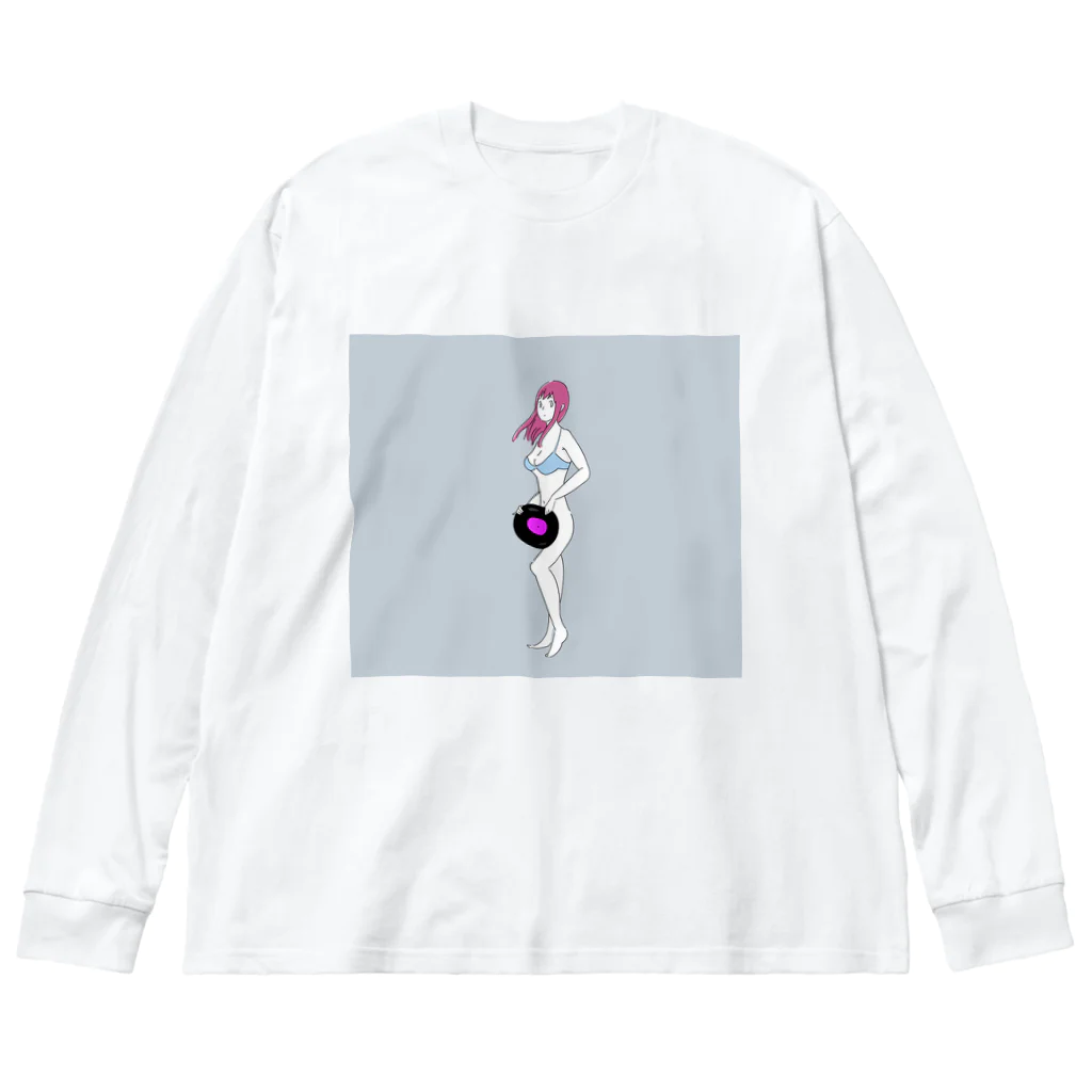 垢抜け足りないイラストショップのレコードで隠す女子 Big Long Sleeve T-Shirt