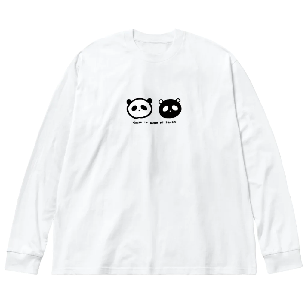 xiangの白と黒のパンダ ビッグシルエットロングスリーブTシャツ