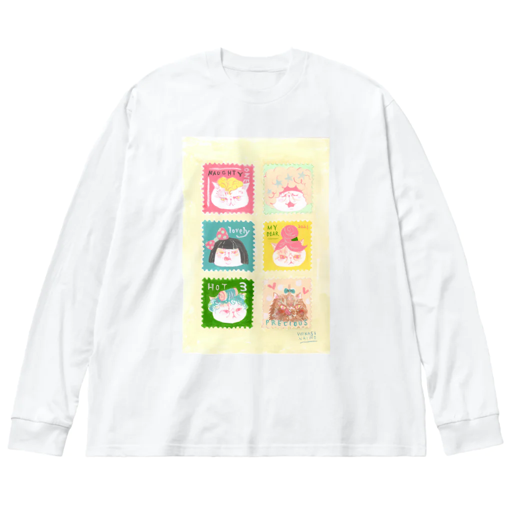 wokasinaiwoの切手シリーズちょこ＆てん ビッグシルエットロングスリーブTシャツ