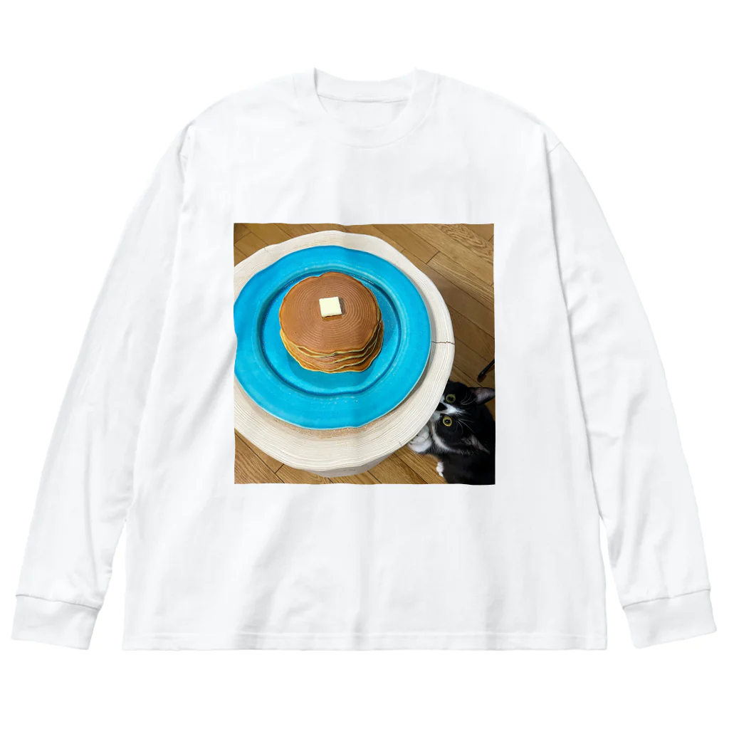 猫の福永屋のホットケーキと猫の福永 ビッグシルエットロングスリーブTシャツ