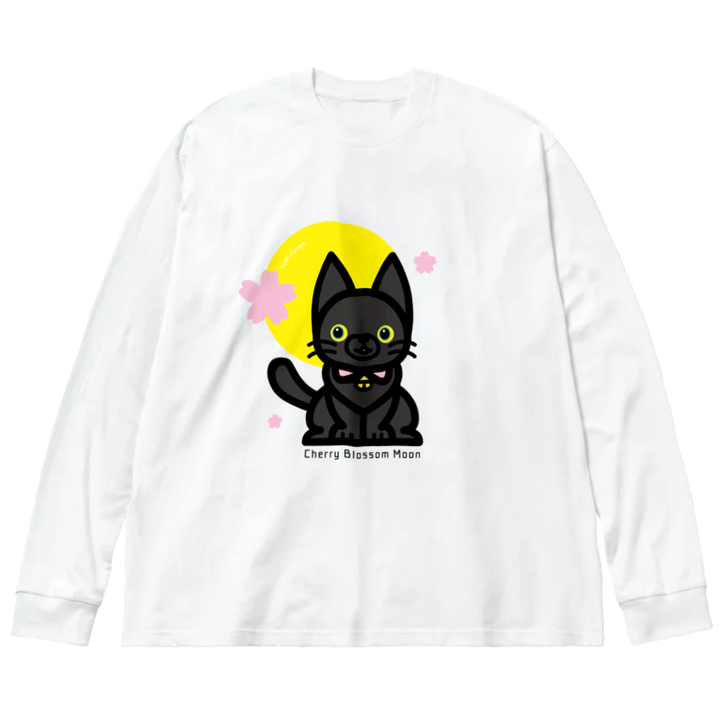 夢見る柴犬のCherry-Blossom-Moon ビッグシルエットロングスリーブTシャツ