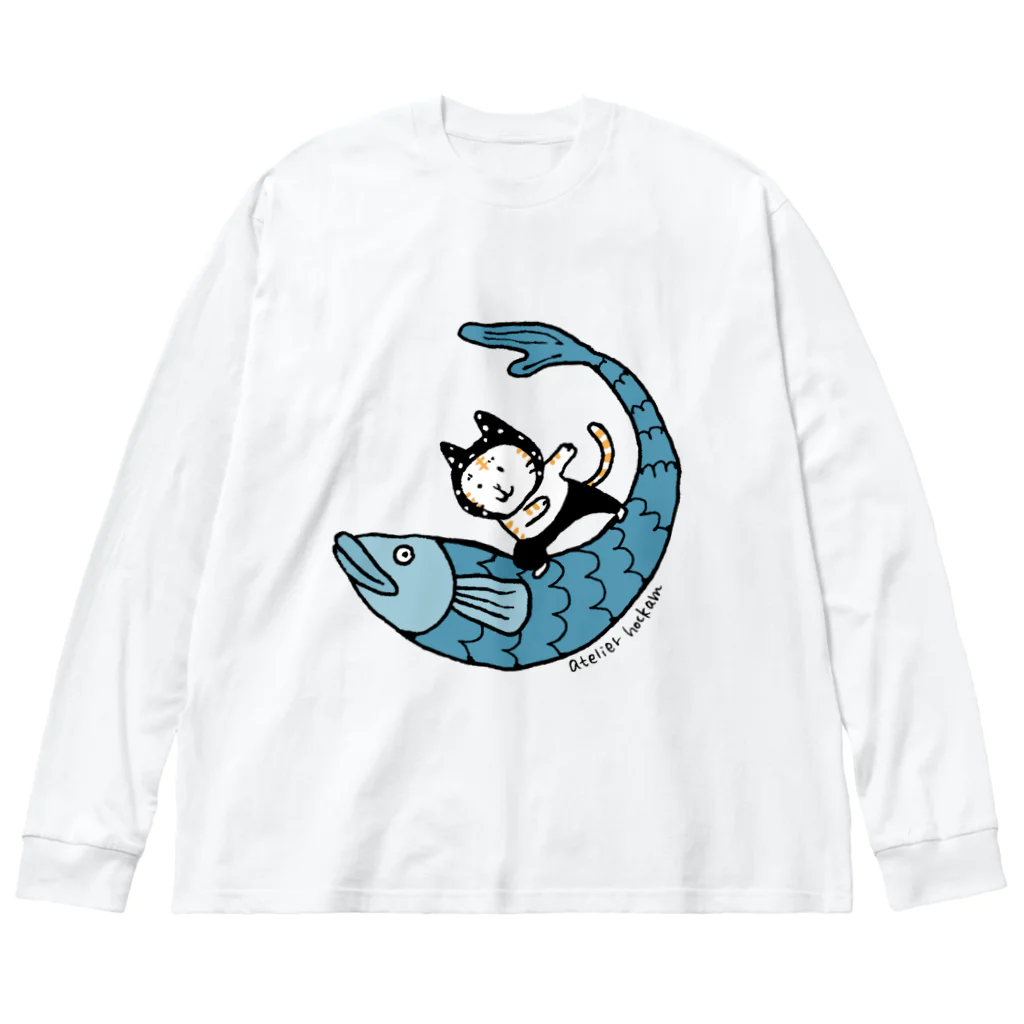 ほっかむねこ屋（アトリエほっかむ）のなみのりねこ Big Long Sleeve T-Shirt