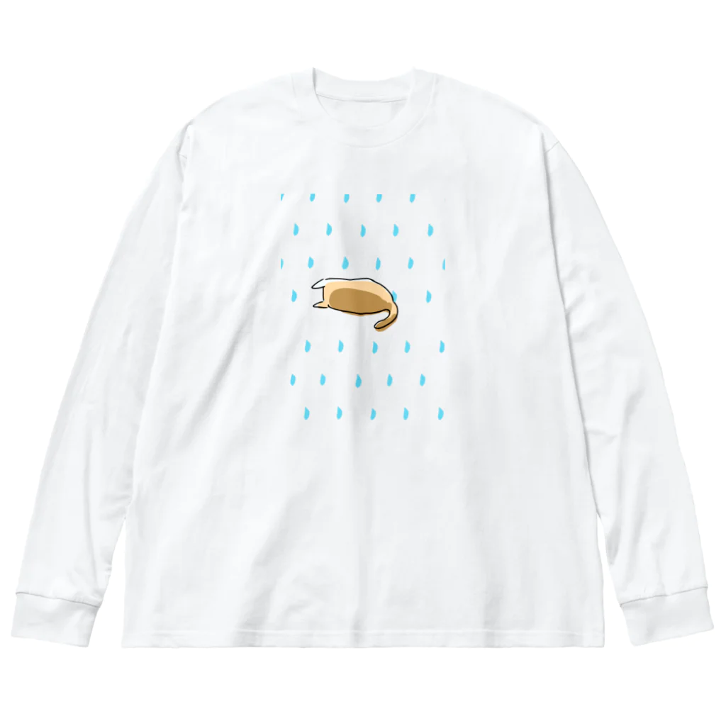 ナッツ彦神社の隠れ家の雨のなつお ビッグシルエットロングスリーブTシャツ