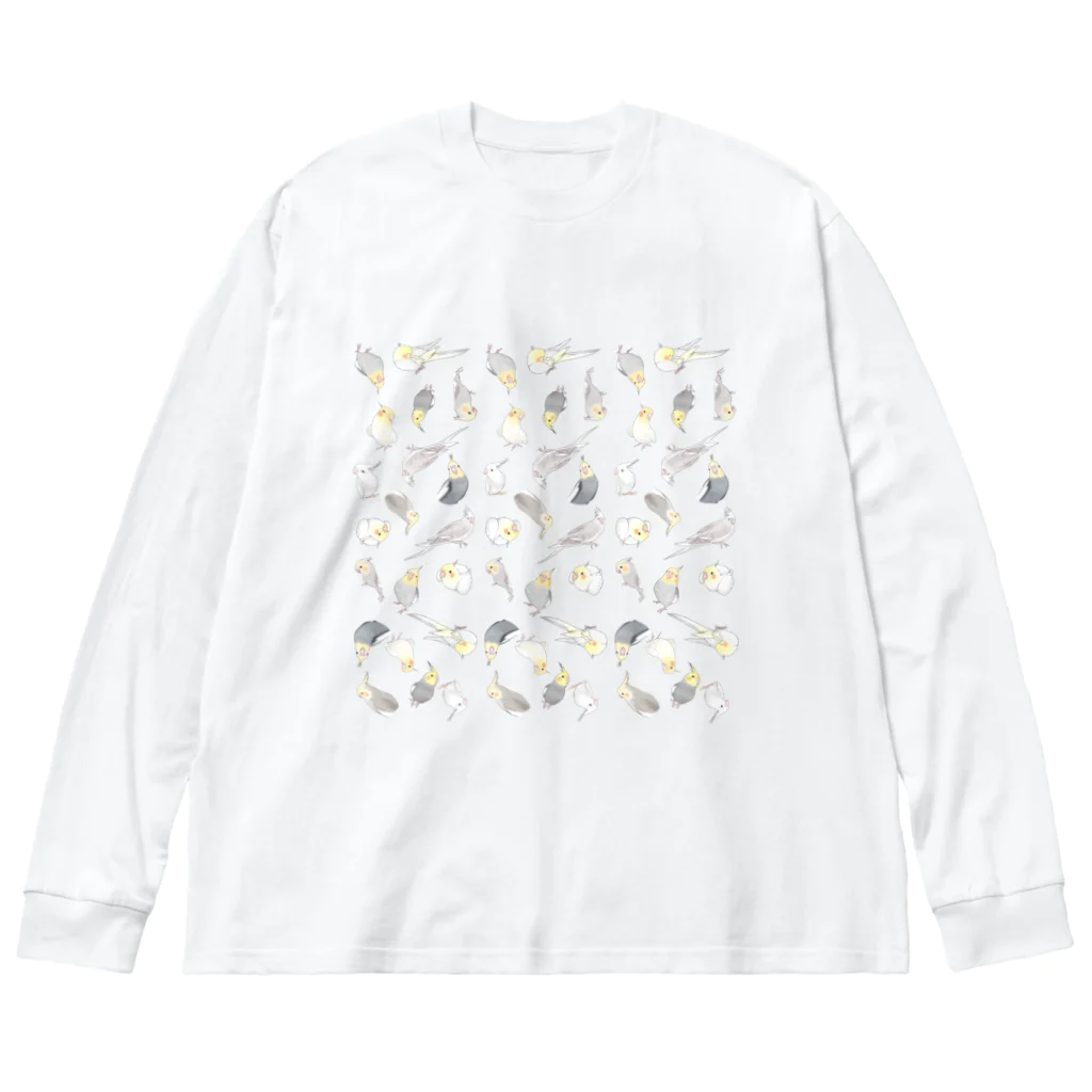 まめるりはことりのたっぷりオカメインコちゃん【まめるりはことり】 ビッグシルエットロングスリーブTシャツ