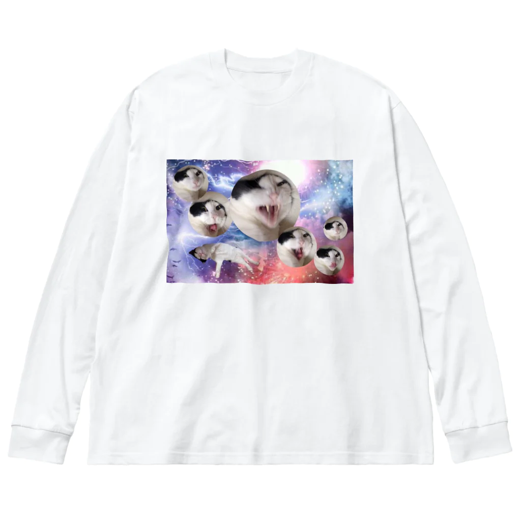 キャットタワーマンションのうちゅうくしゃみねこちゃん ビッグシルエットロングスリーブTシャツ