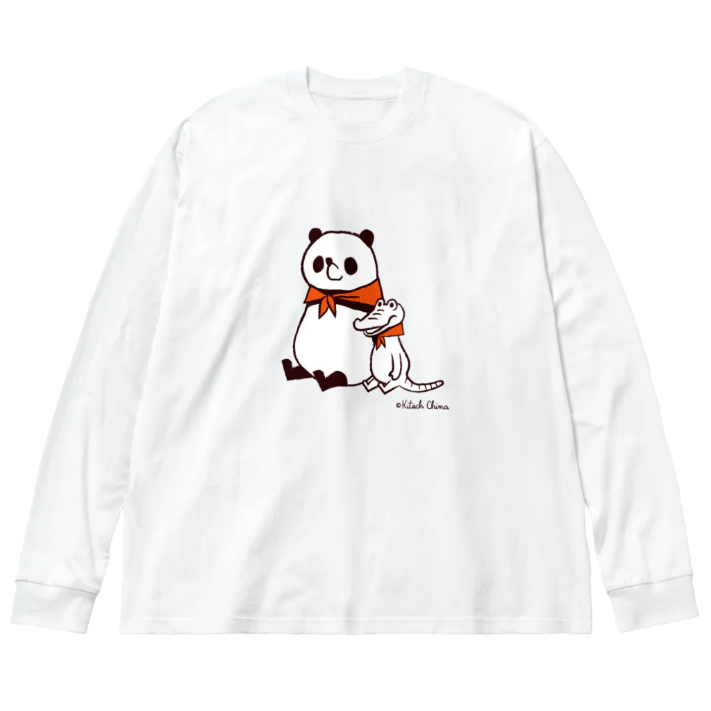 キッチュのパンダのおはなし　仲良しパンダとワニ Big Long Sleeve T-Shirt