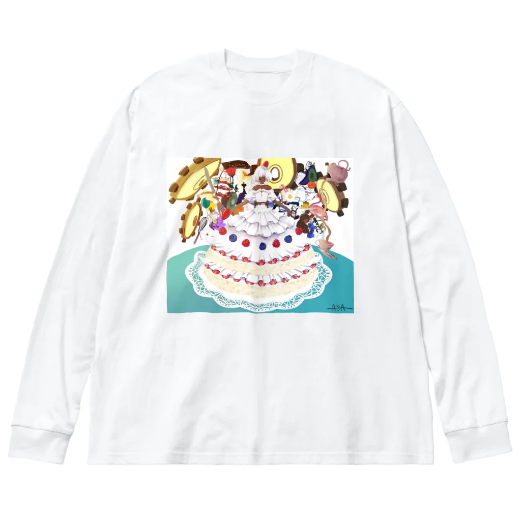 朝ILLUSTRATIONのケーキの妖精さんとお気に入り ビッグシルエットロングスリーブTシャツ