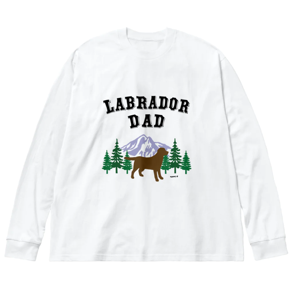 ハッピー・ラブラドールズの　Labrador Dad チョコレートラブラドール Big Long Sleeve T-Shirt