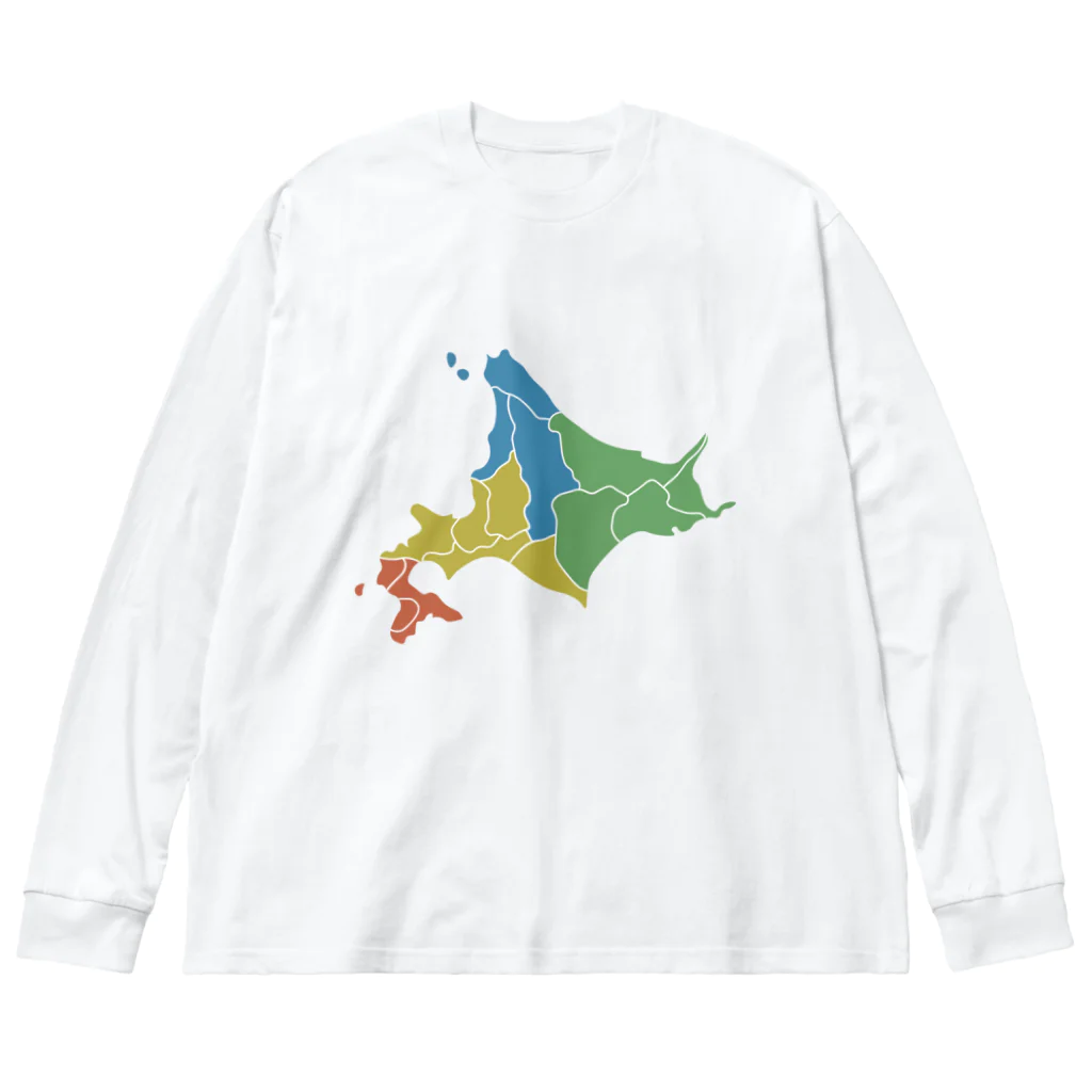 北海道ファンマガジン編集部の北海道区分地図 ビッグシルエットロングスリーブTシャツ