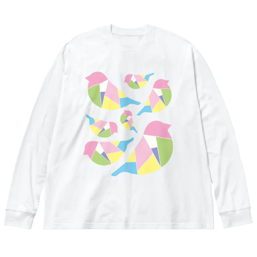 一大事きょうこの落雁文鳥 ビッグシルエットロングスリーブTシャツ