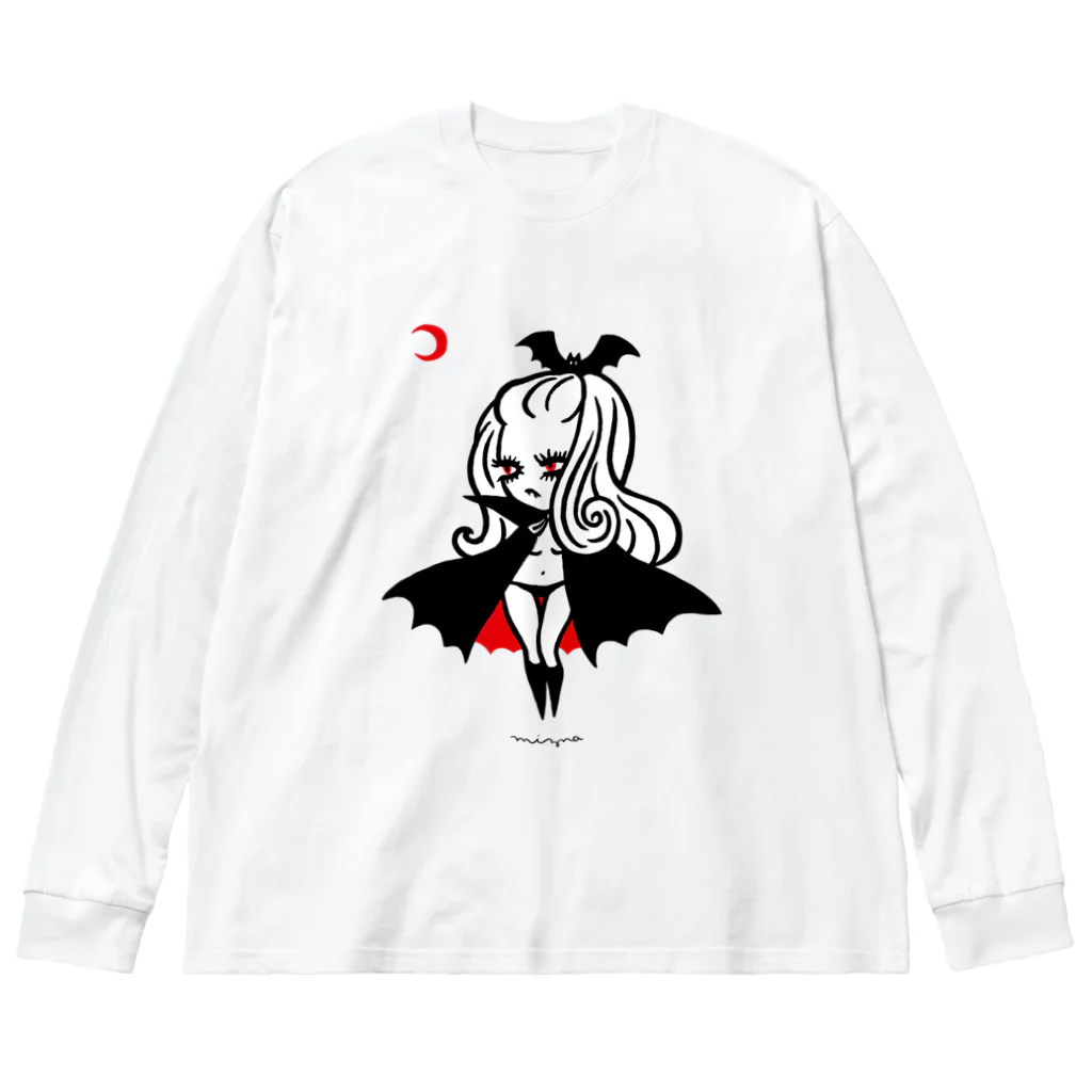 Mizna Wadaの月夜のヴァンパイアガール - ライトカラー向け ビッグシルエットロングスリーブTシャツ