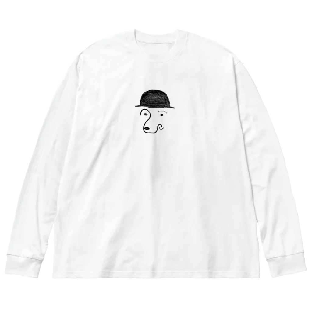 Mr.azzurroの黒色の帽子 ビッグシルエットロングスリーブTシャツ