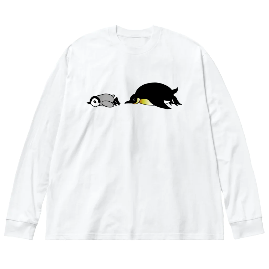 ゴロニャーのダサT屋さんの滑るペンギンの親子　ボールヘッズ Big Long Sleeve T-Shirt