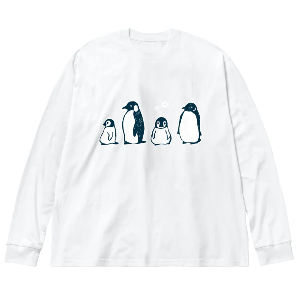 かわずやのぺんぎんのおやこ（線画） Big Long Sleeve T-Shirt