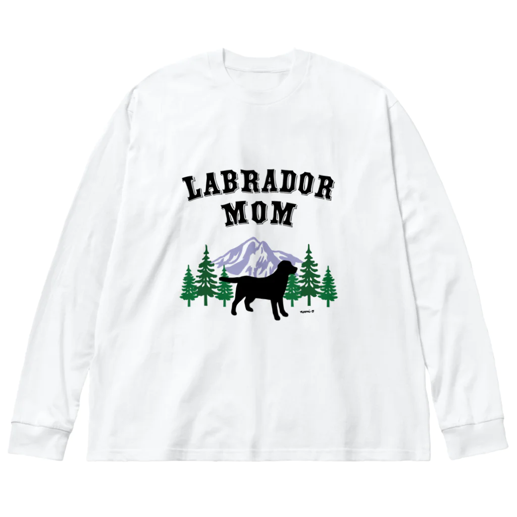 ハッピー・ラブラドールズのLabrador Mom ブラックラブラドール ビッグシルエットロングスリーブTシャツ