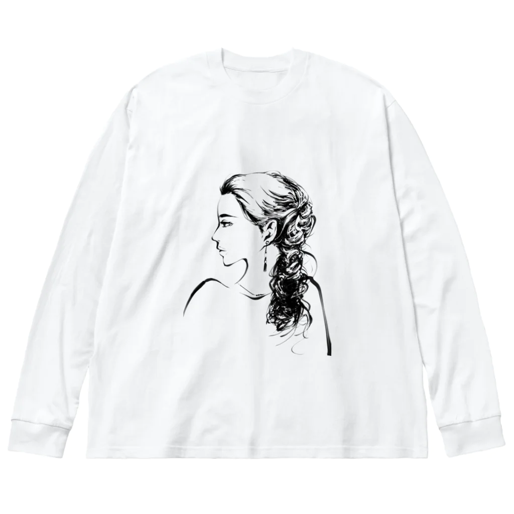 雲屋の編み込みロング横顔 Big Long Sleeve T-Shirt