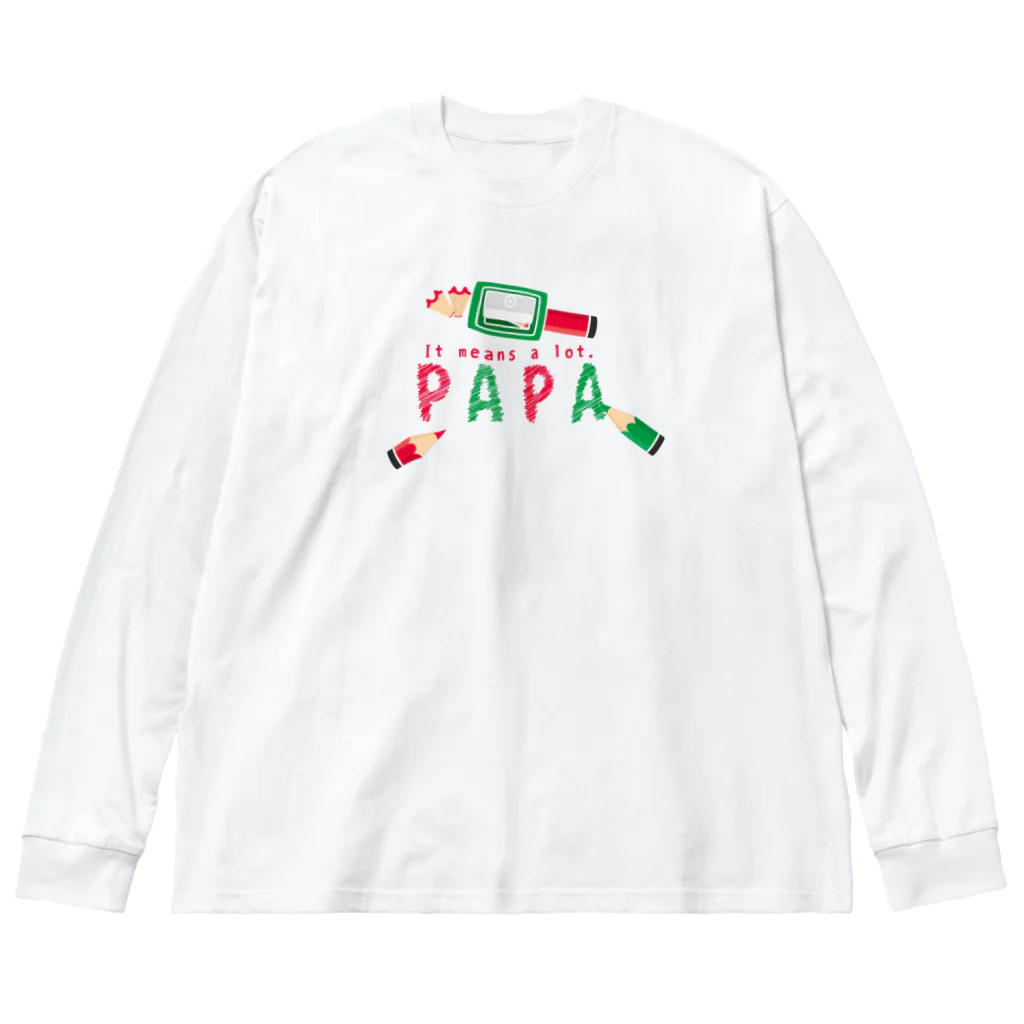 イラスト MONYAAT のちびた色鉛筆 PAPA*A ビッグシルエットロングスリーブTシャツ