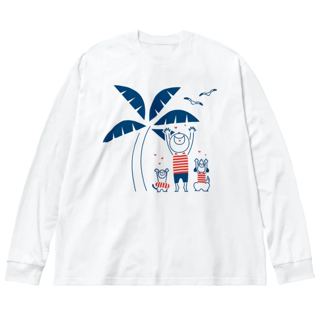 8anna storeのHAPPY HAPPY HAPPY！上を向いて笑おう！夏バージョン Big Long Sleeve T-Shirt