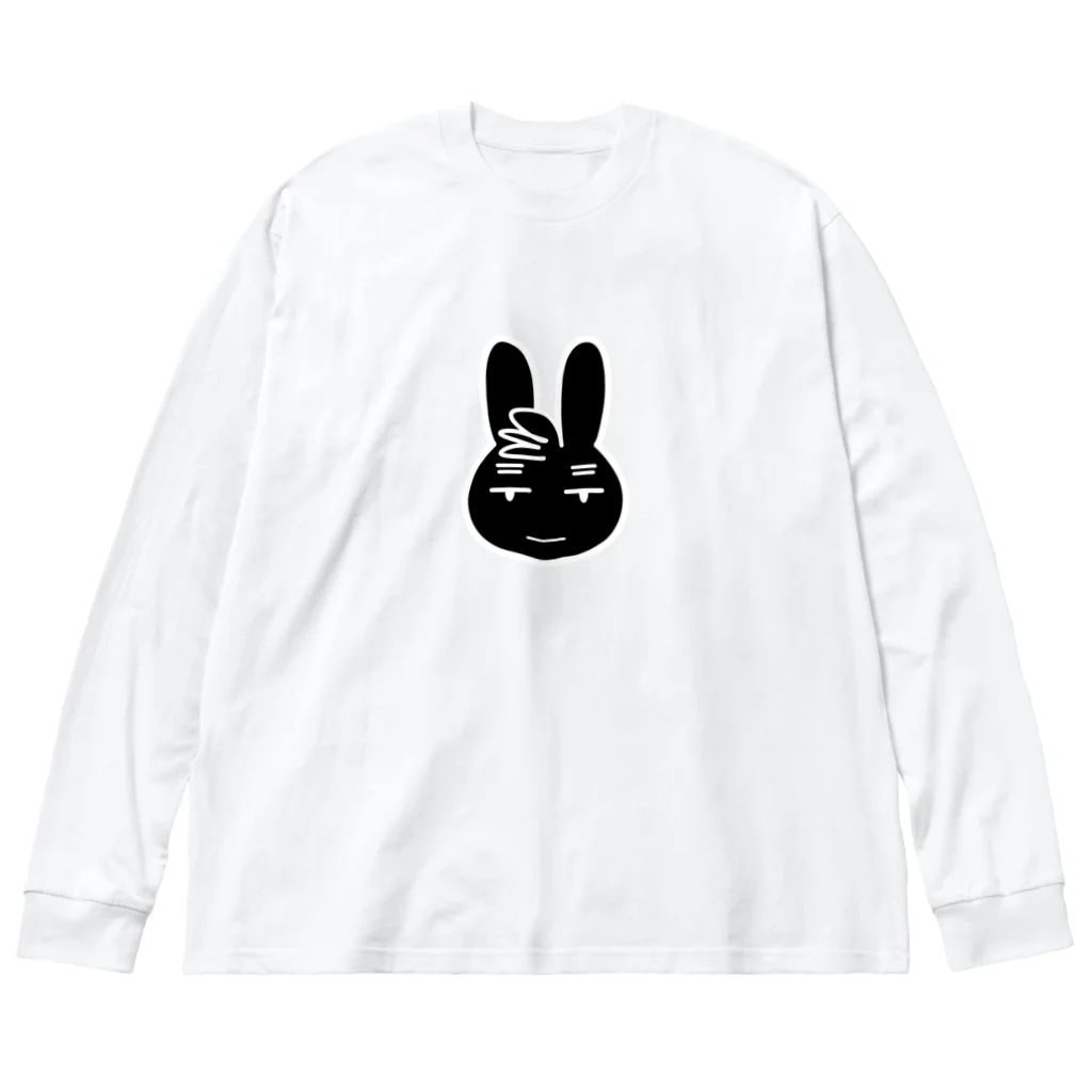 SHOP n番煎じの 虚無うさぎ　黒 Big Long Sleeve T-Shirt