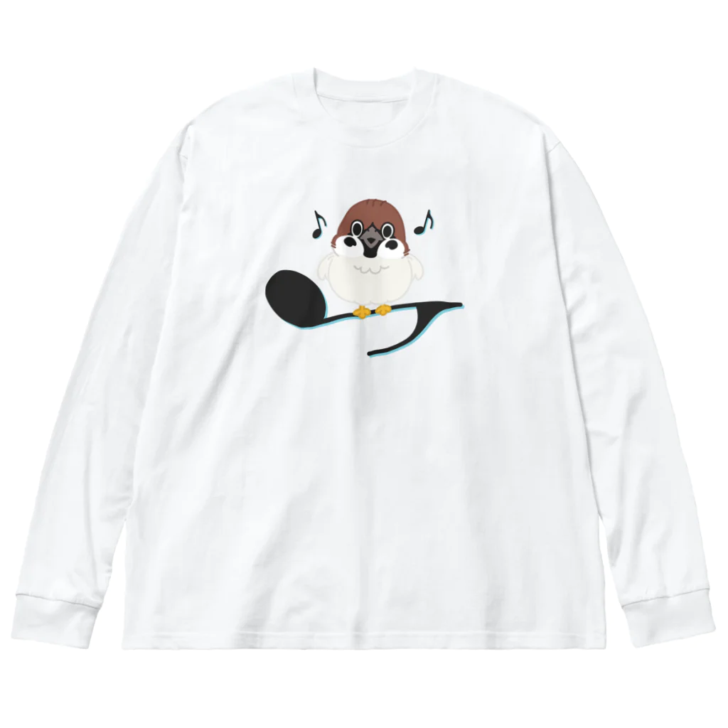 イラスト MONYAAT のスズメがちゅん B-L ビッグシルエットロングスリーブTシャツ