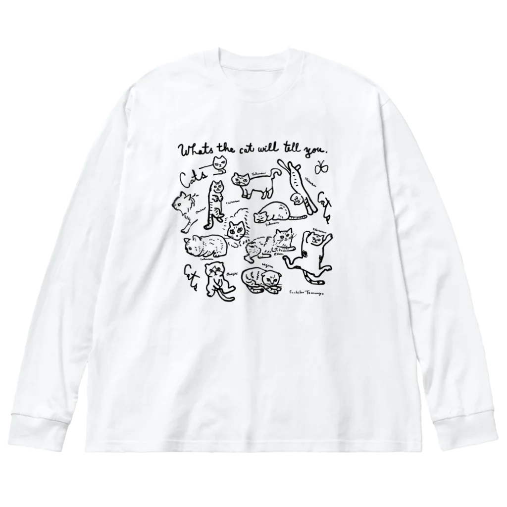 天明幸子　SUZURI  オフィシャルショップのcat cat cat !! ビッグシルエットロングスリーブTシャツ