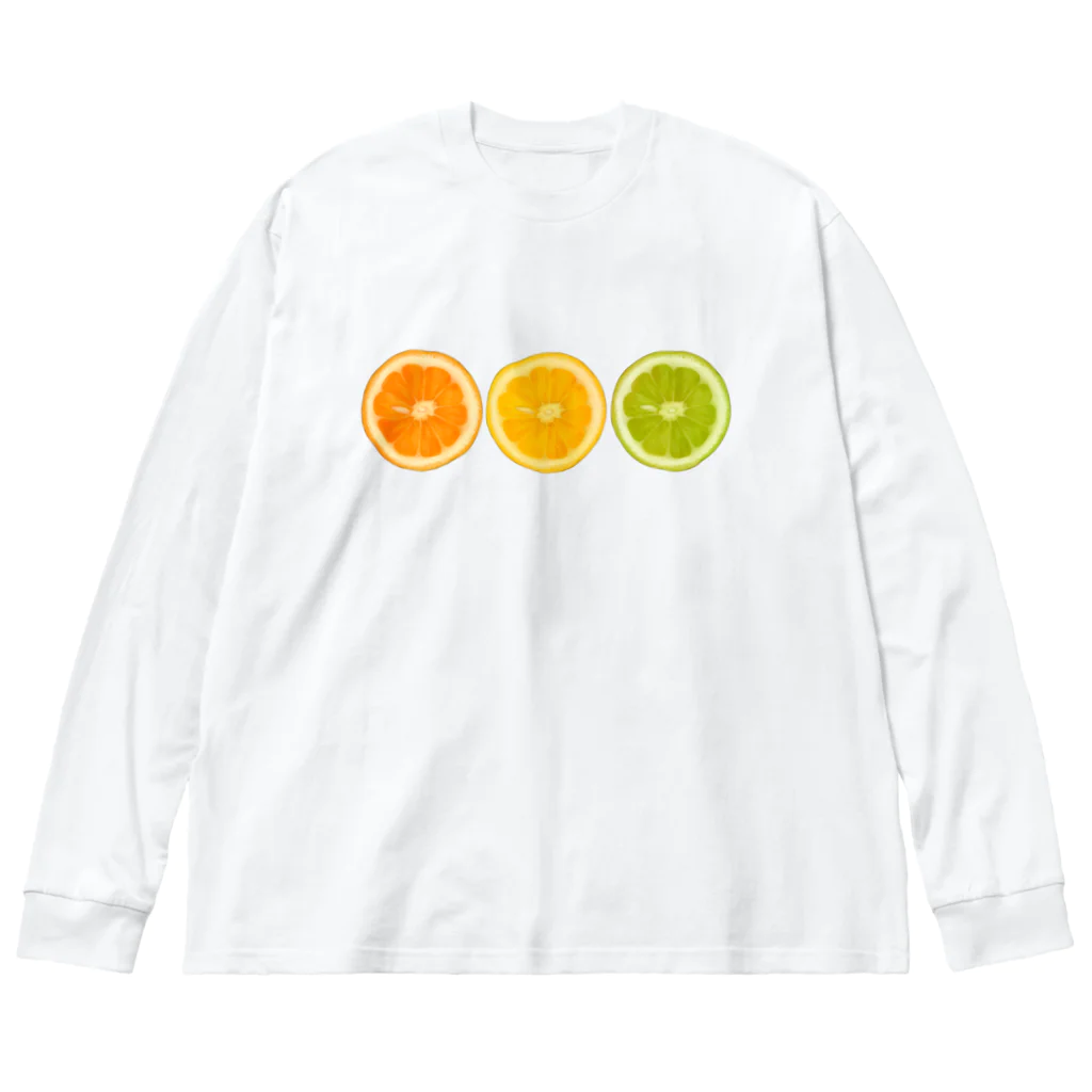 おまめてぃの柑橘断面図 ビッグシルエットロングスリーブTシャツ