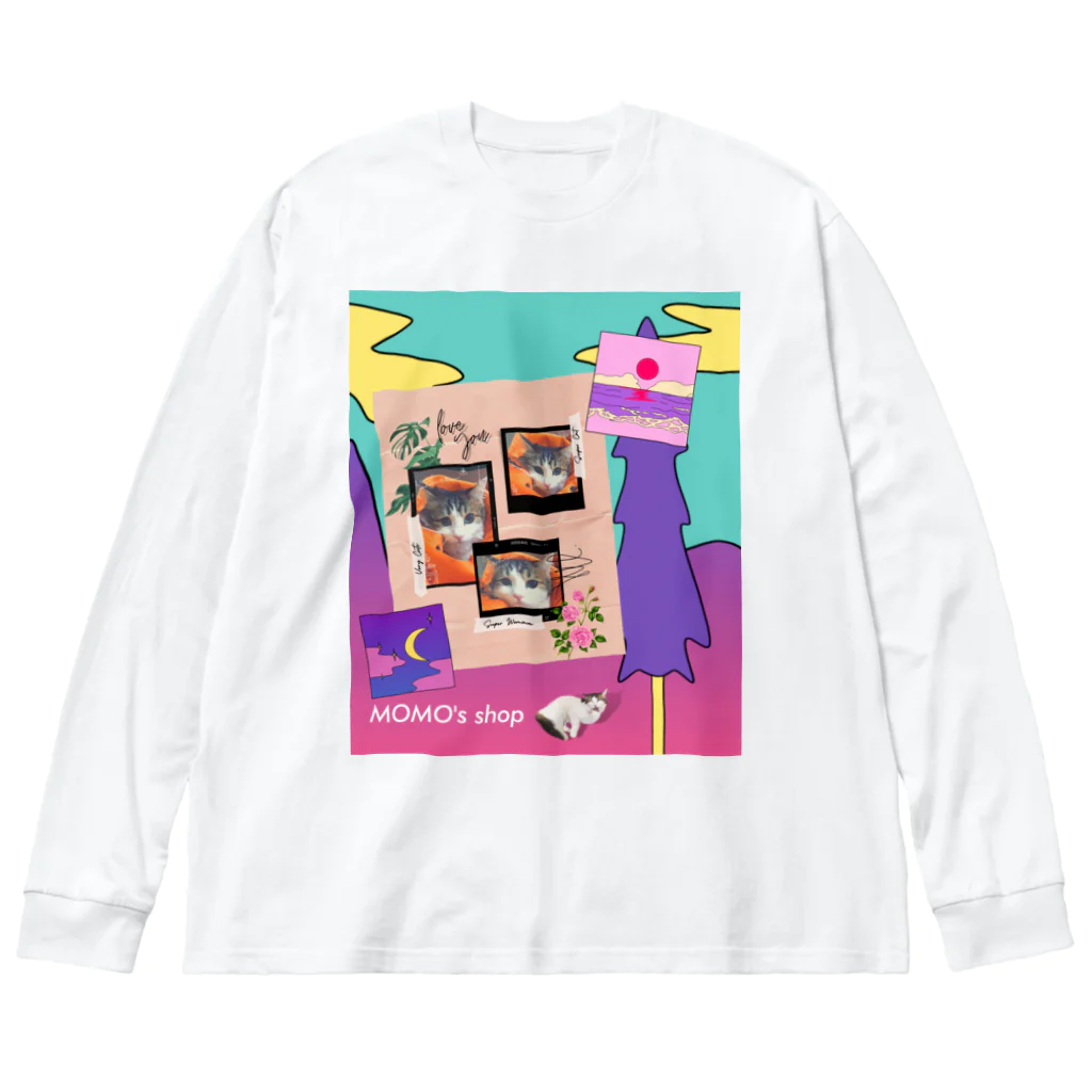 𝙈𝙊𝙈𝙊'𝙨 𝙎𝙝𝙤𝙥のMOMOのレトロなデザイン #02 Big Long Sleeve T-Shirt