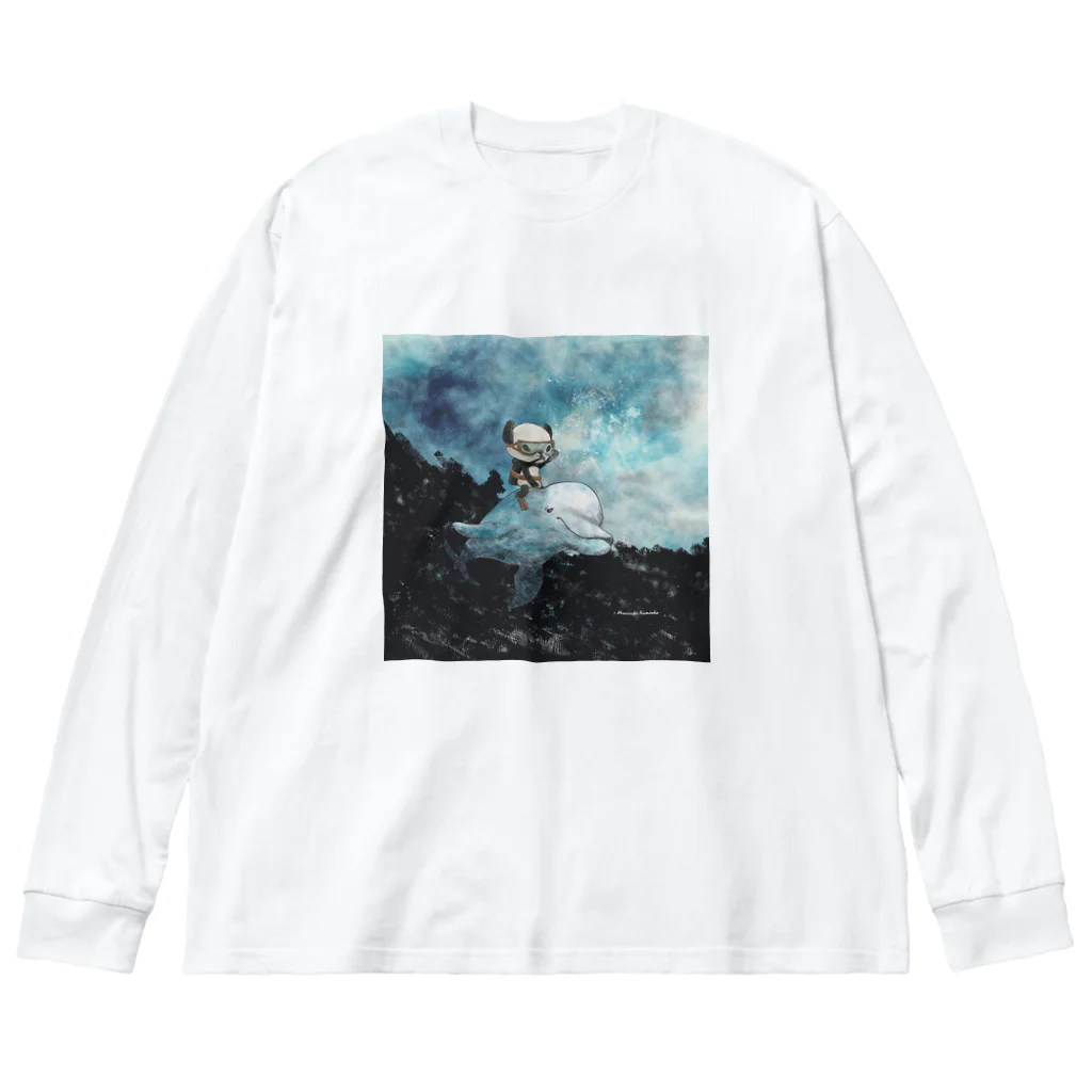 Masashi Kaminkoの【パンダ】イルカとポンちゃん Big Long Sleeve T-Shirt