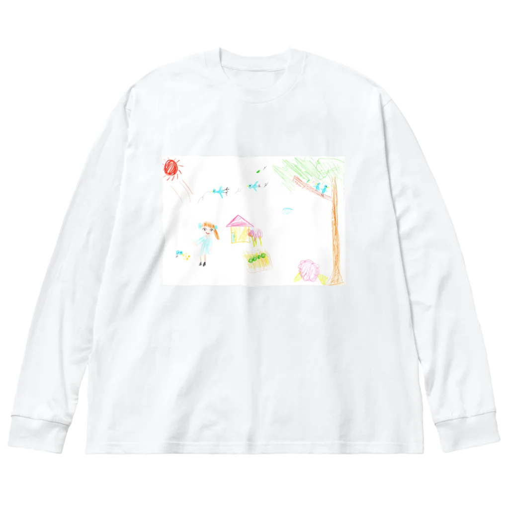 primurascoticaの青い鳥のいる風景 ビッグシルエットロングスリーブTシャツ