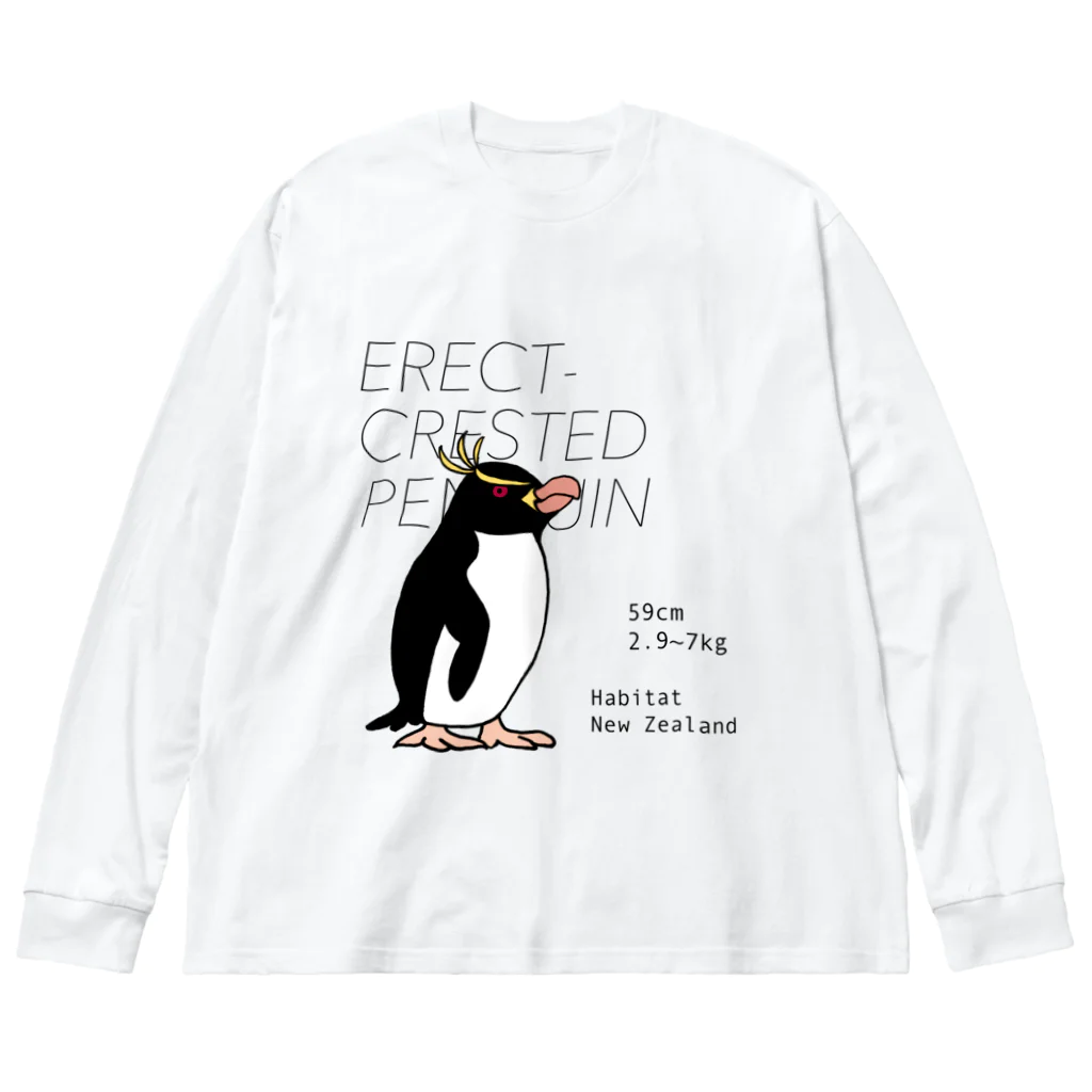 空とぶペンギン舎のマユダチペンギン ビッグシルエットロングスリーブTシャツ