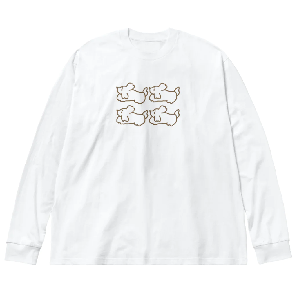 パピーズのぱぴちゃんの４ひきのぱぴちゃん ビッグシルエットロングスリーブTシャツ