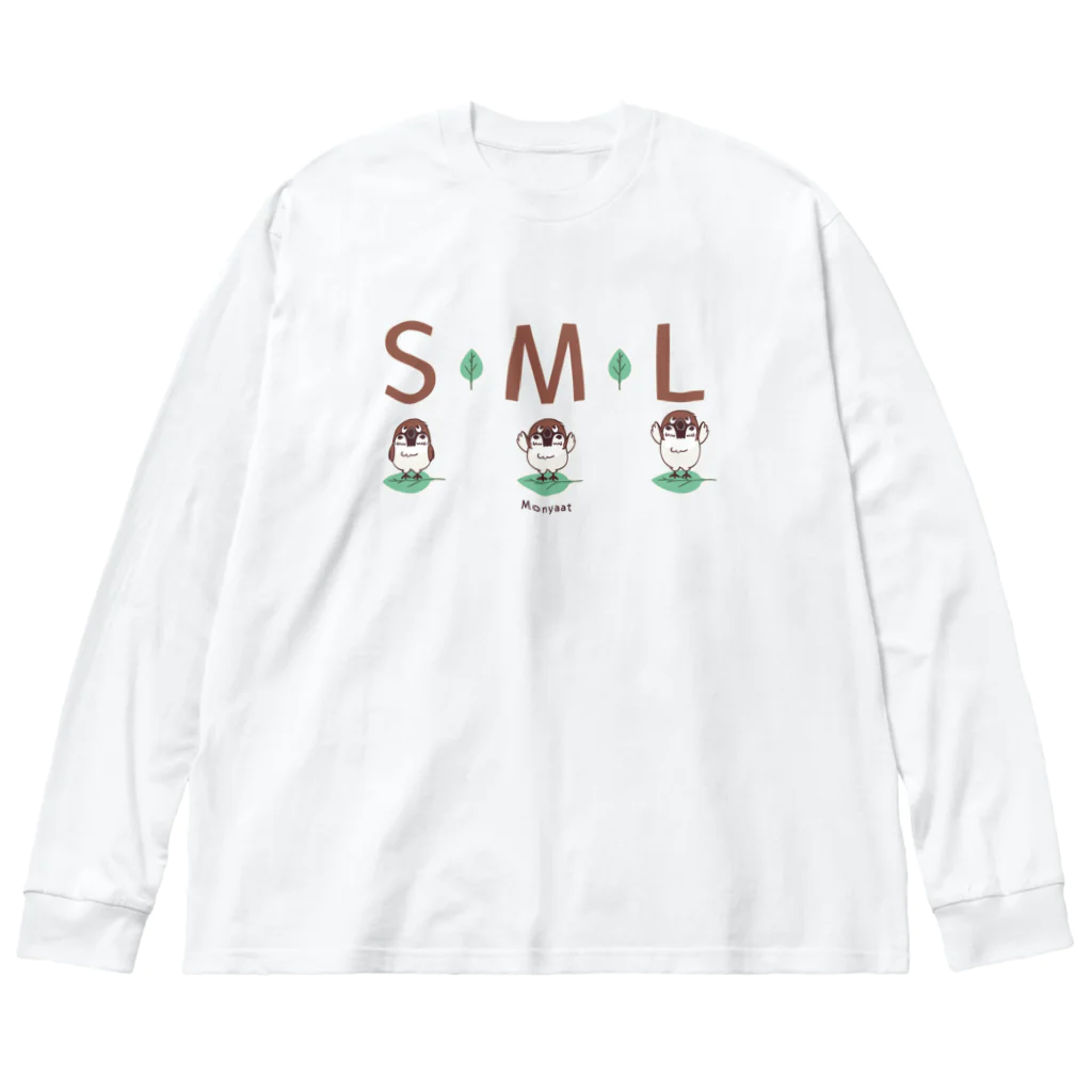 イラスト MONYAAT のスズメがちゅん SMLTシャツ Big Long Sleeve T-Shirt