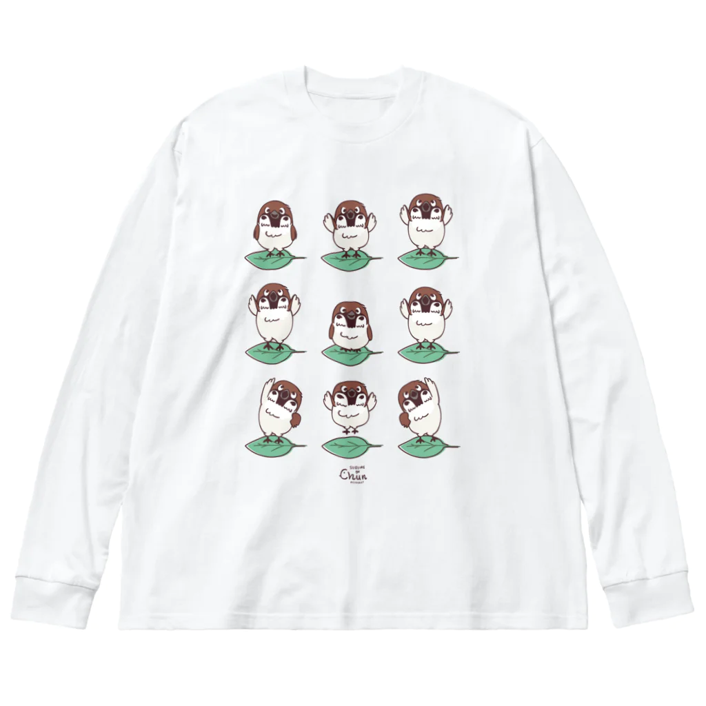 イラスト MONYAAT のスズメがちゅん　体操ちゅん Big Long Sleeve T-Shirt