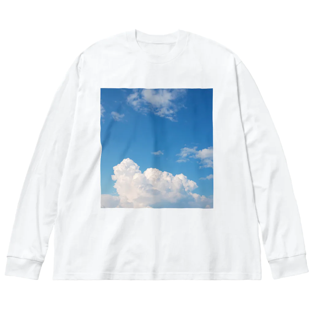 噛み噛み社長とにゃんこ達。の空③ ビッグシルエットロングスリーブTシャツ